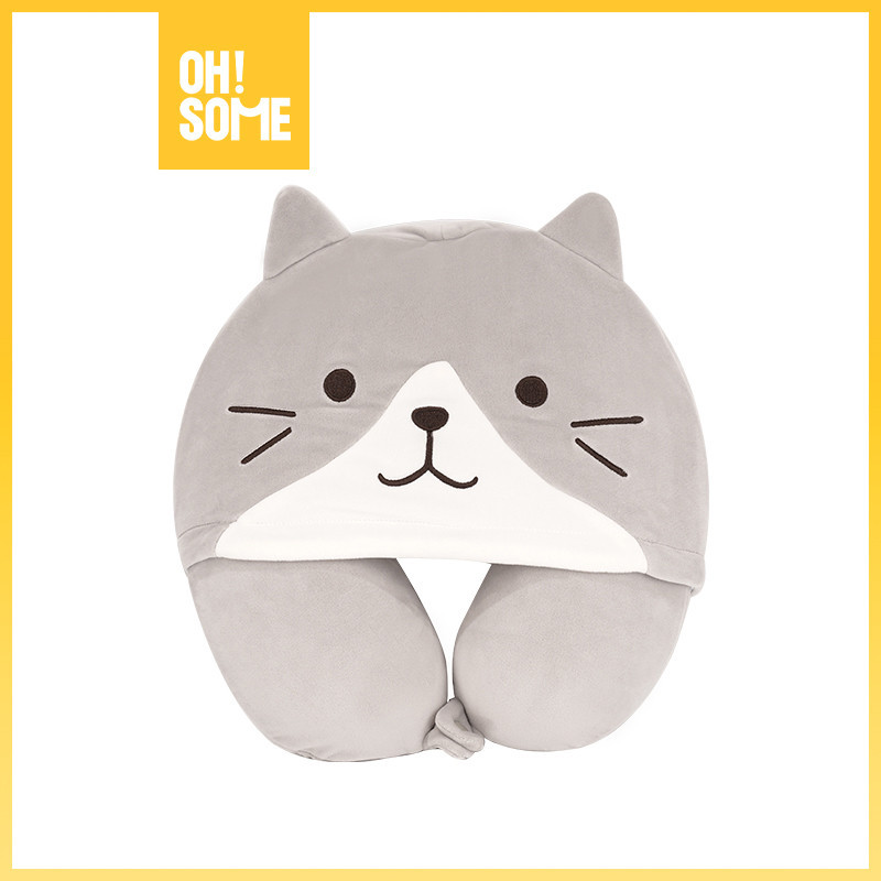 OHSOME - Alba Sol Hooded Neck Pillow Bantal Leher Karakter Hewan