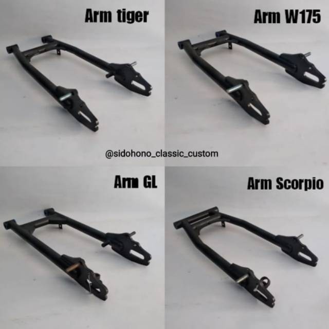 cod Swing arm custom pipa GL Tiger kawasaki w175 scorpio hitam aksesoris motor japstle standard cust