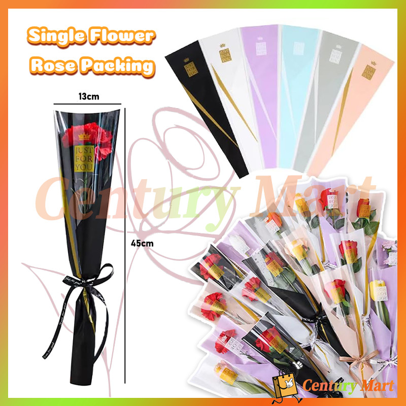 

Single Flower Rose Packing /Wrapping Plastik untuk Mini Buket Rose/Single Rose Wrapping Plastic /Cellophane Tangkai Mawar/bungatangkai artificial