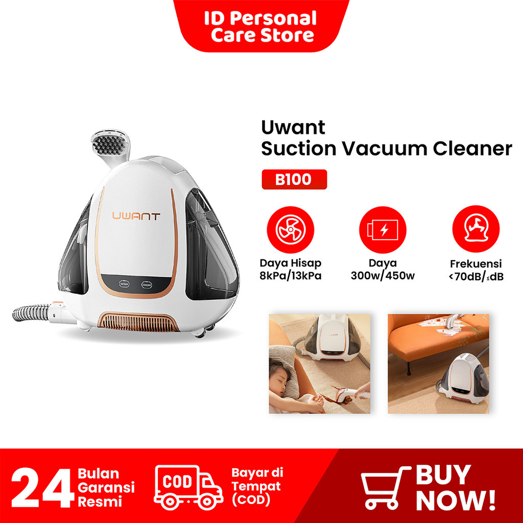 UWANT B100 12Kpa Suction wet Vacuum Cleaner Mesin Pembersih Kain Multifungsi Karpet Fabric Sofa