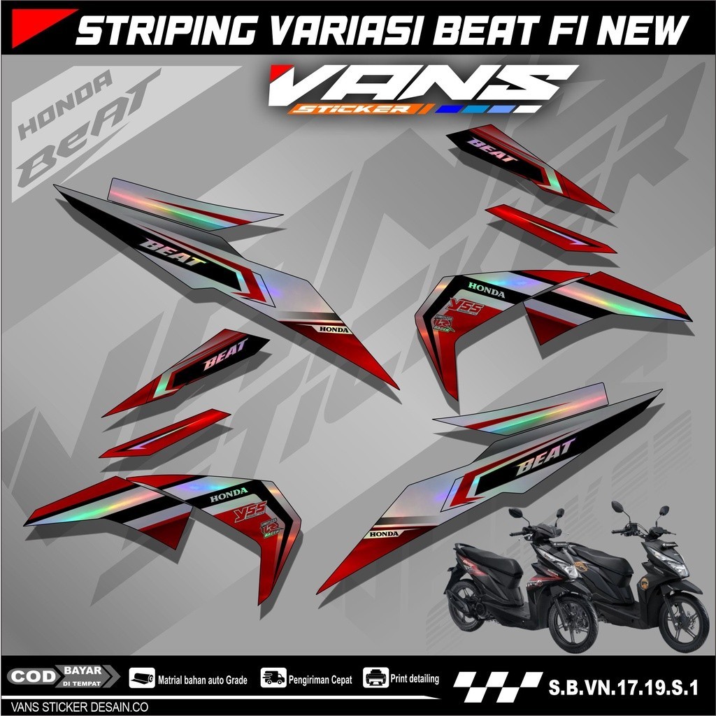 Striping BEAT FI Esp,Beat Street,Beat Fi New 2016 2017 2018 2019 Bahan Hologram Pelangi,Chrome-Stick