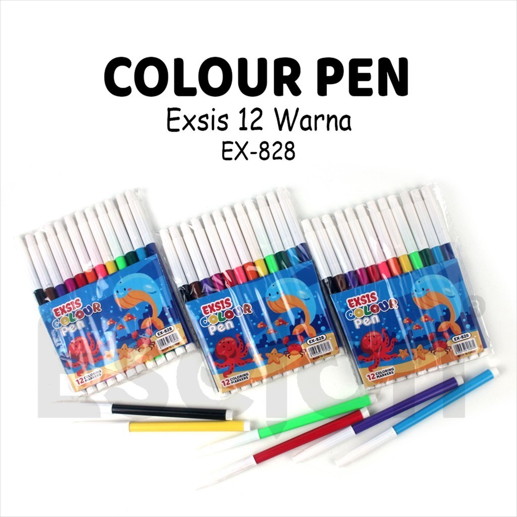 

[MaxMart] 12warna Spidol MINI EXSIS 828- 12 / 1Set Color pen Mini EXSIS 12 warna