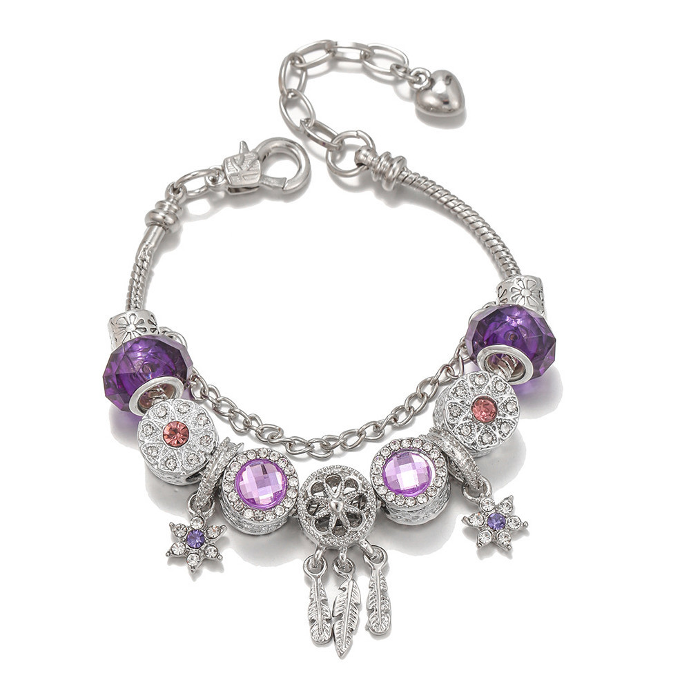 PANDORA Charms DIY Rantai Titanium Bracelet Gelang Tangan Wanita Serut Bangle Klip Gamora Hati Simpe