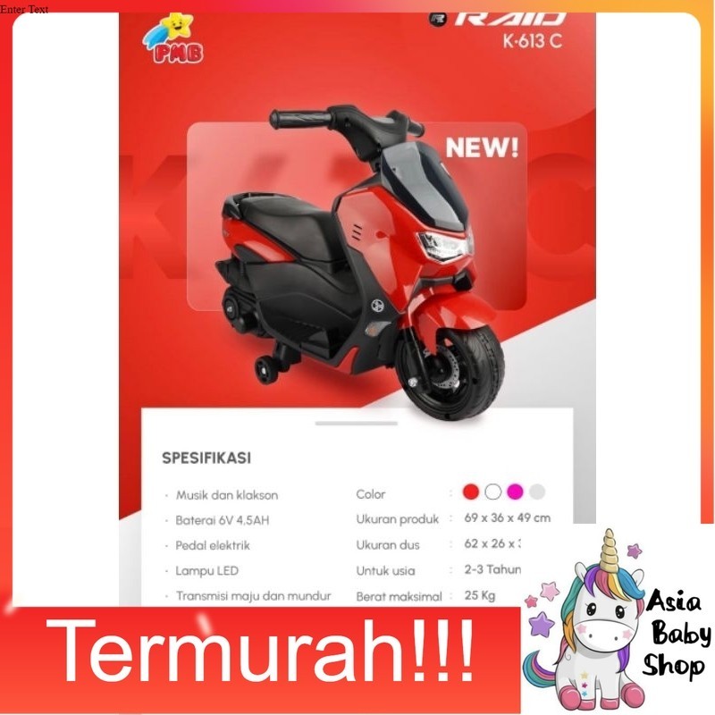 Motor Aki Anak RAID PMB NMAX K613C K-613C Mainan Anak Motor Mini Murah Scoopy K611C PCX K612C CBR K6