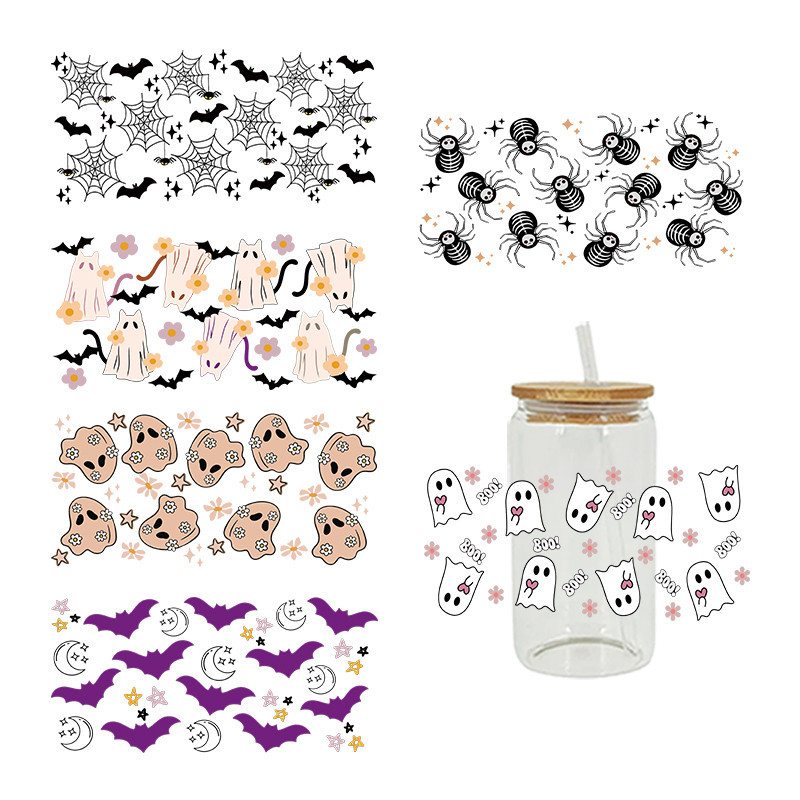 

Halloween UV DTF Transfer Happy Juice Printed Sticker For The 16oz Libbey Glasses Wraps Bottles D21166