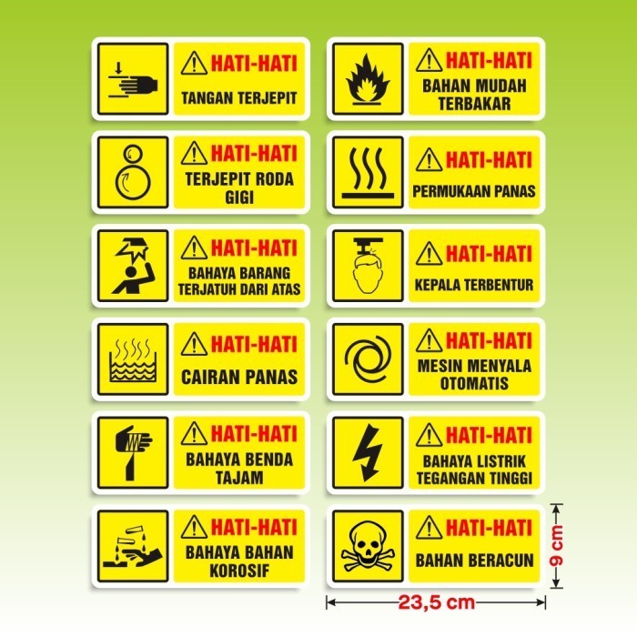 

Stiker K3 Keselamatan & Kesehatan Kerja Label Sticker Hati-hati 15,5 x 6 cm