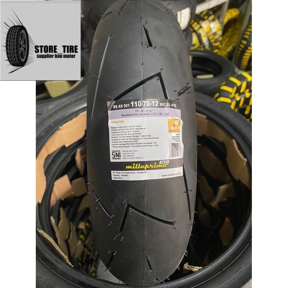 Ban Soft Compound Motor Vespa Matic ADX MILLEPRIMO 110/70 Ring 12 Tubeless