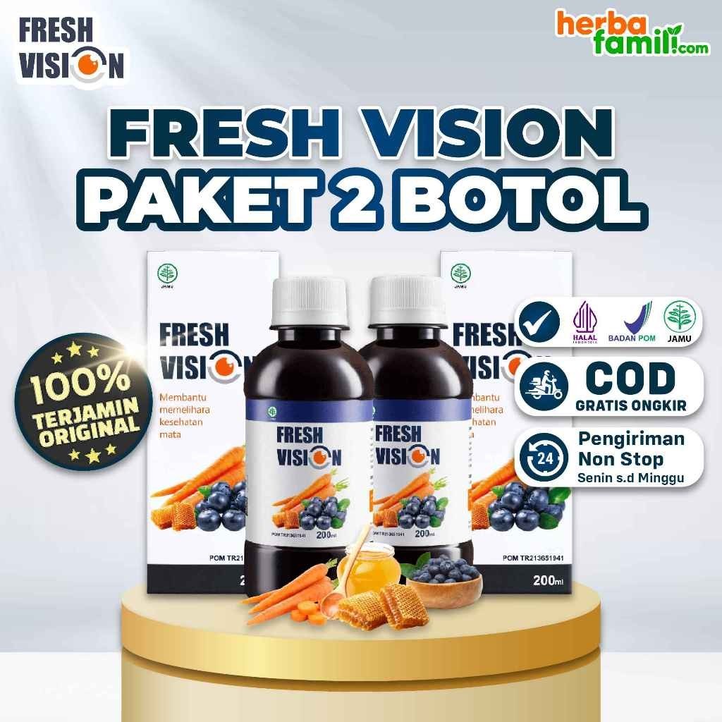 Fresh Vision 2 Botol Vitamin Obat Mata Original Atasi Mata Minus Katarak Glukoma Buram Isi 200 ml