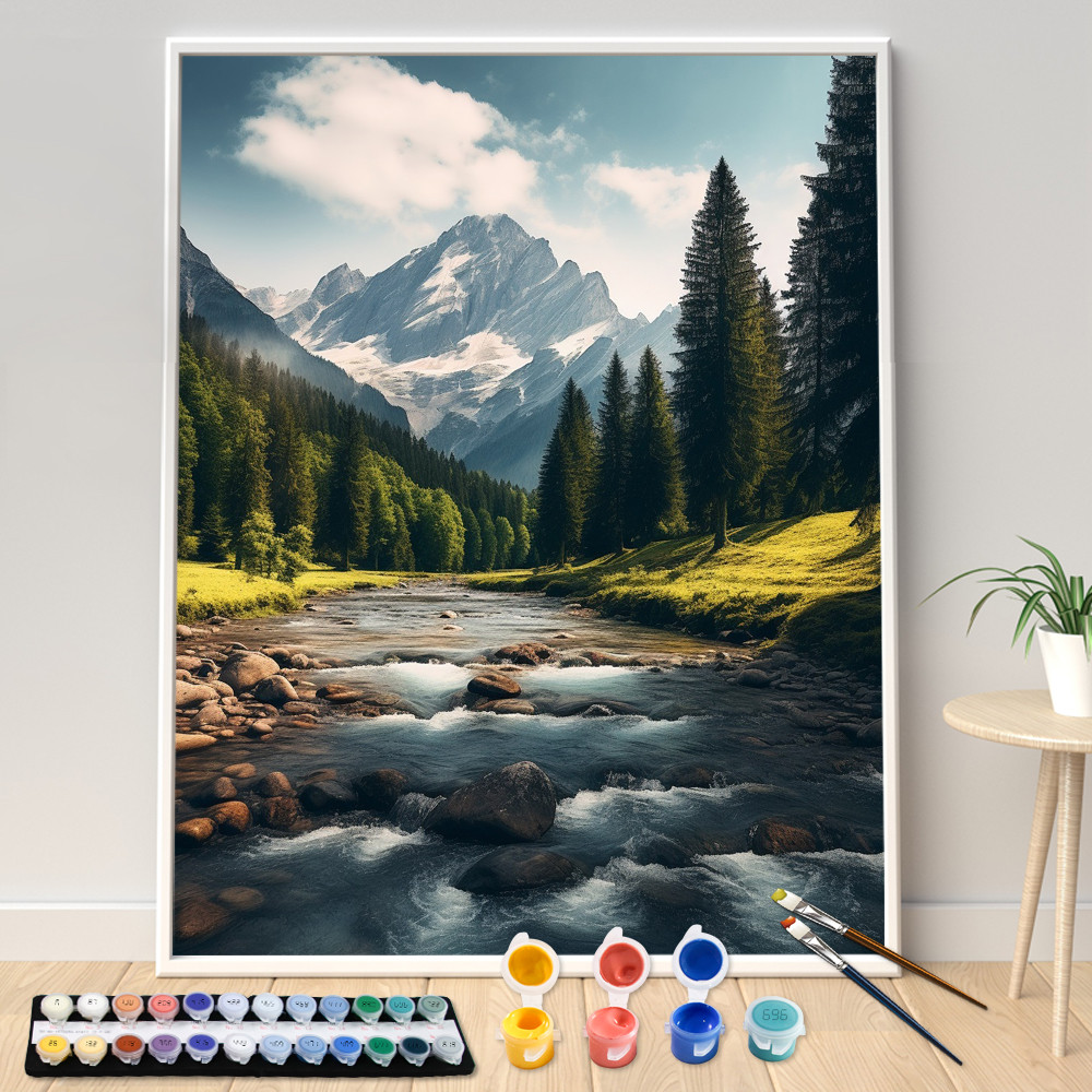 

Painting by Numbers Kit DIY Natural Scenery Artwork Canvas Art Hand Painting Clouds in the Mountains Home Decoration Gift