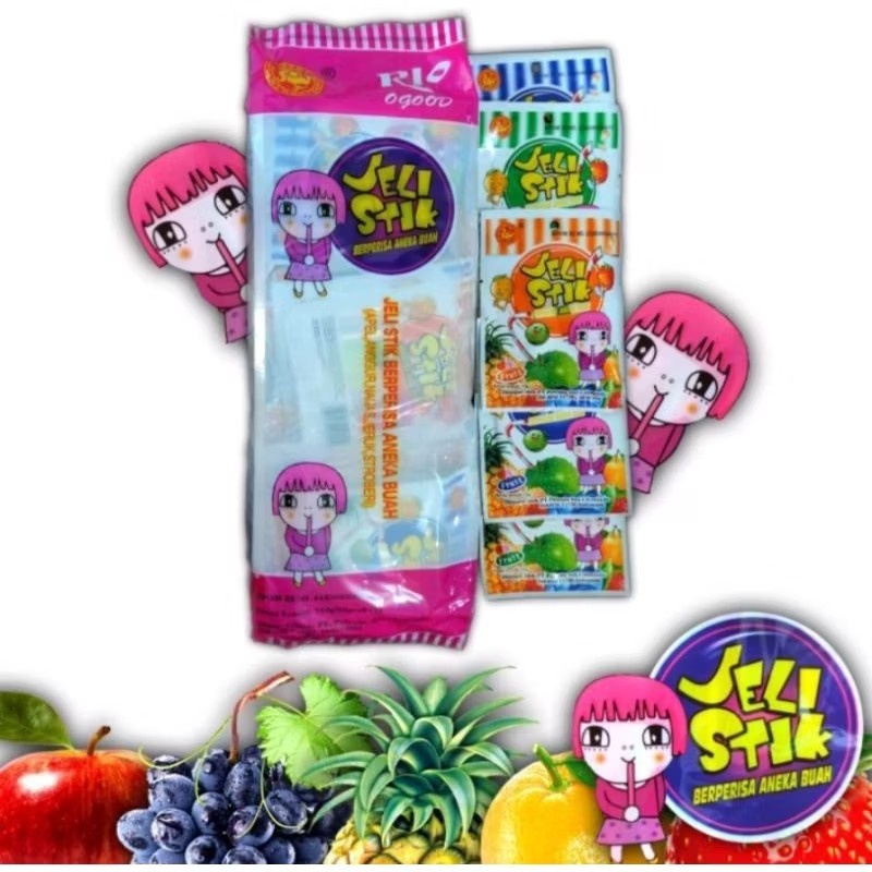 

( BISA COD) Jelly Stick Pendek ISI 50 X 15GR / Permen Jelly Sedotan anek buah / permen buah buahan