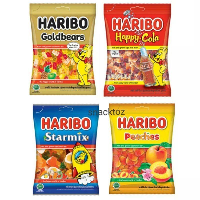 

Haribo 80g permen jelly happy cola starmix goldenbears peaches