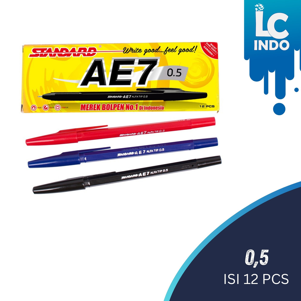 

Pulpen Ballpoint Standart AE7 ISI 12 Pcs / 1 lusin