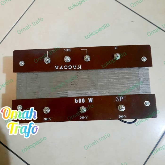 

trafo step down isolasi 3 phase 500 watt in 380v (rstn) out 200v (rst)