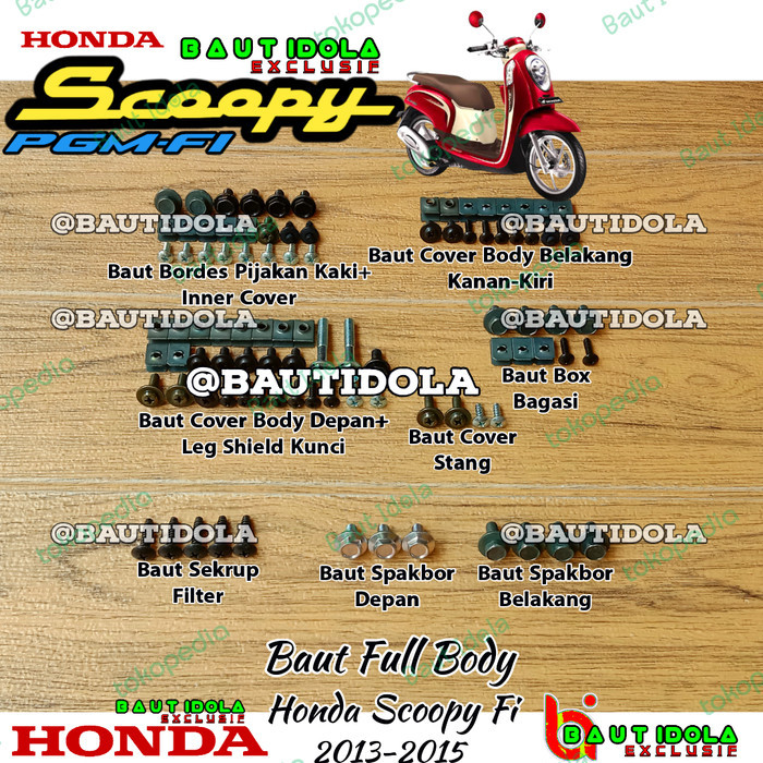 Baut Body Full Set Honda Scoopy Fi 2013-2014