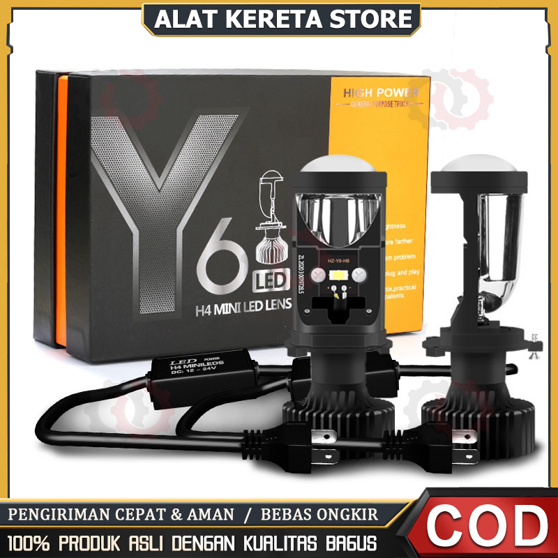 2Pcs Mini Projie H4 Mobil Led Mobil Motor Y6D Y13 H4 130W Super Terang Lampu Led Utama Kabut Headlam