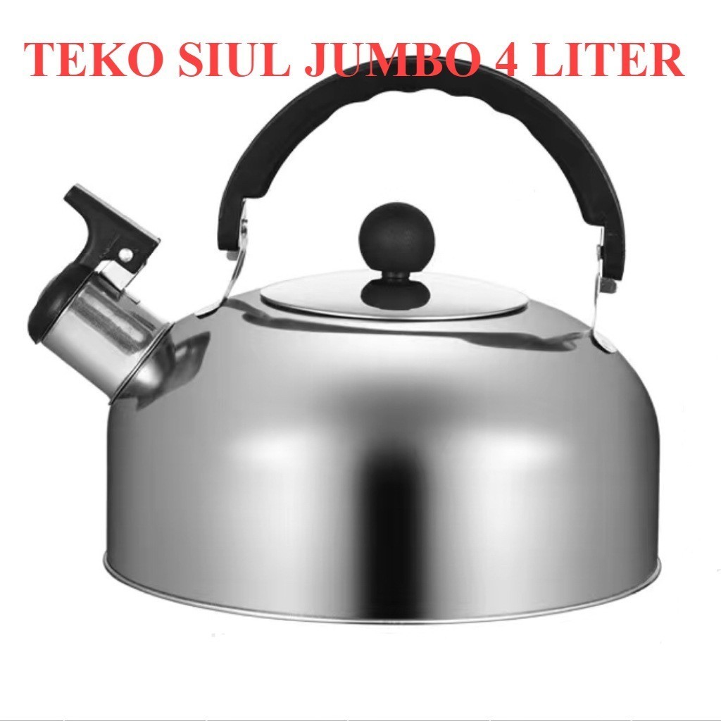 Teko Siul Jumbo 5 liter / Ceret Bunyi / Ketel Stainless Steel Bahan Bagus Original