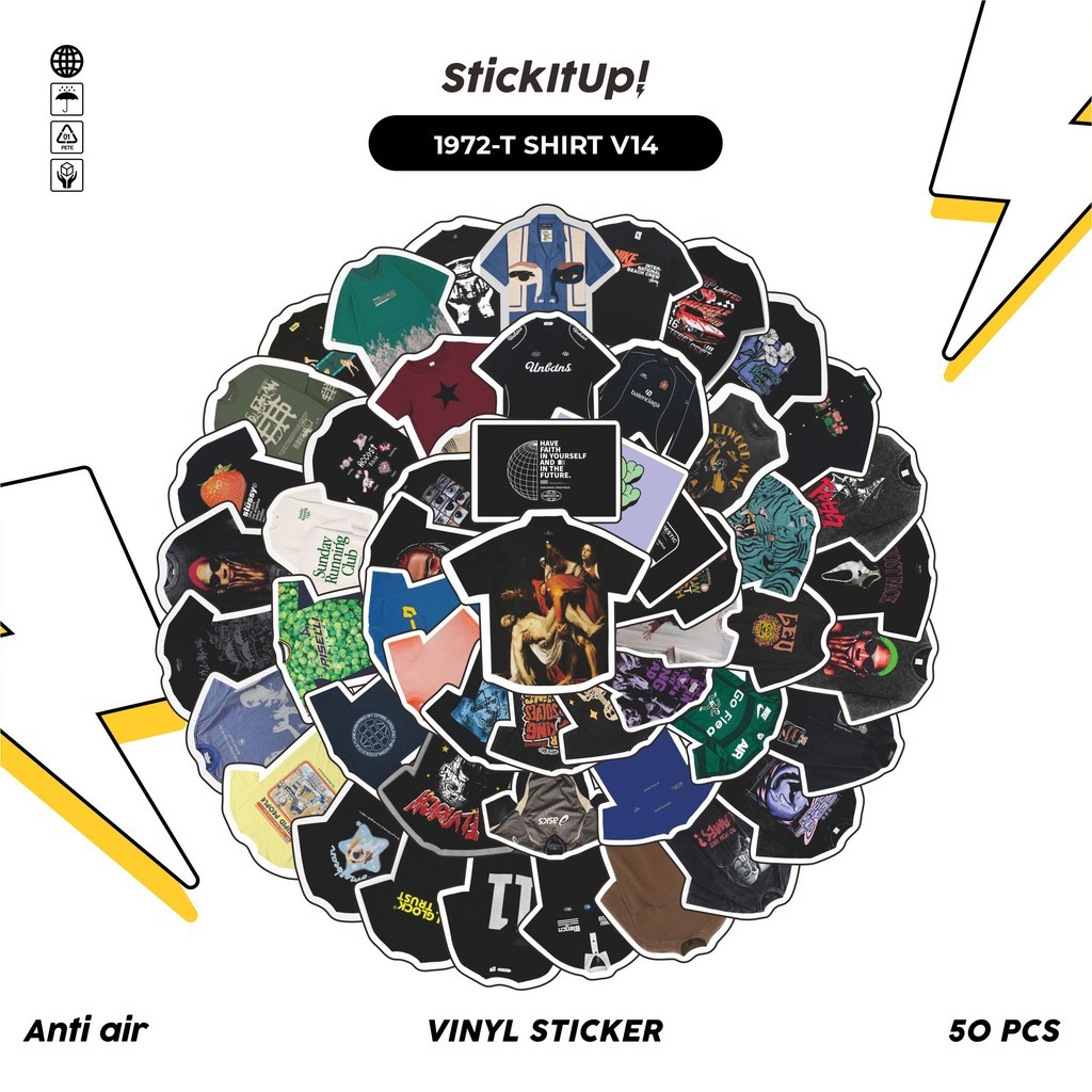 

COD✨ 50 Pcs Stiker T SHIRT V14 Lucu Anti Air Untuk Dekorasi Notebook Sepeda Skateboard Handphone DIY