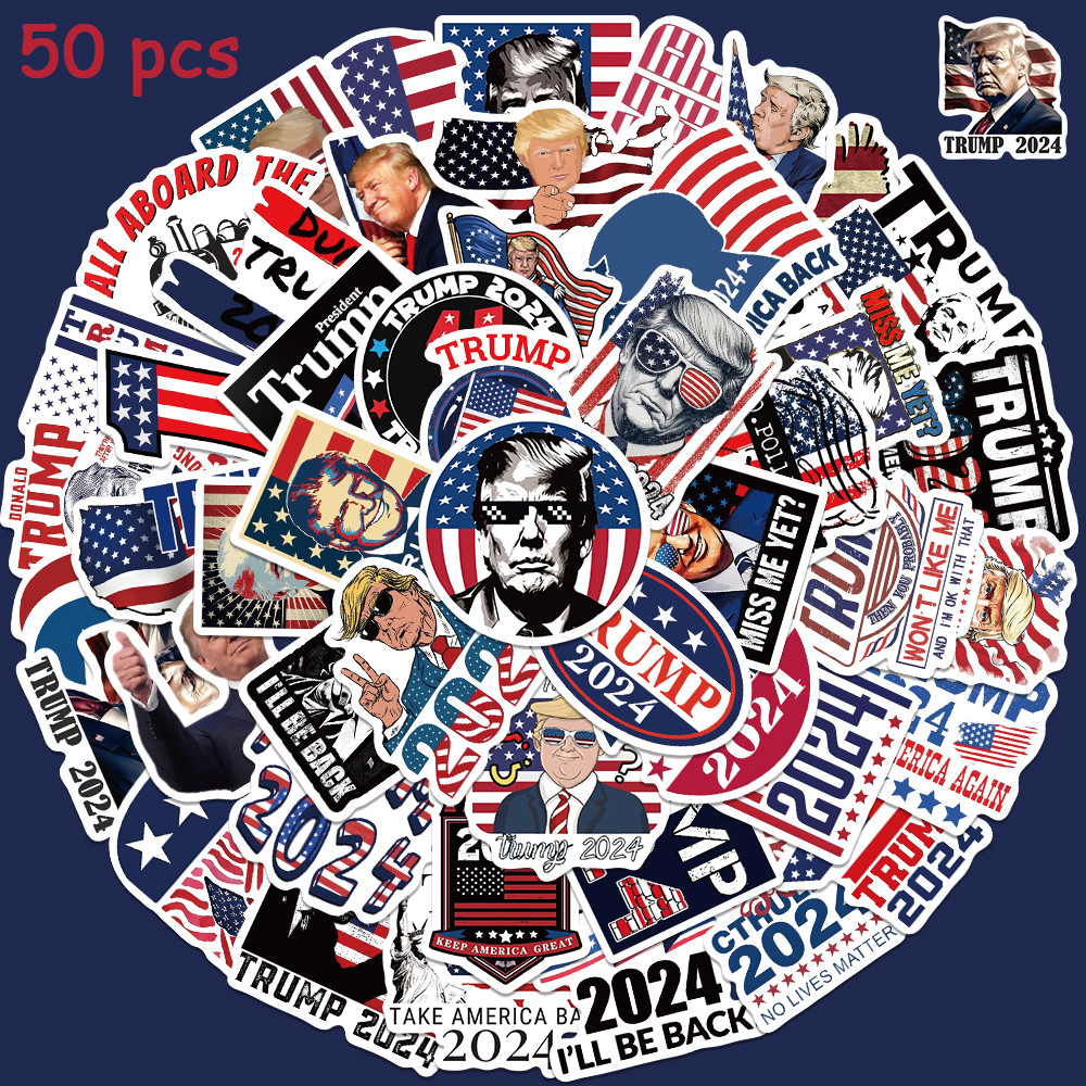

50pcs American Trump Stickers Funny Graffiti Decals Laptop Guitar Skateboard Luggage Waterproof Stickers