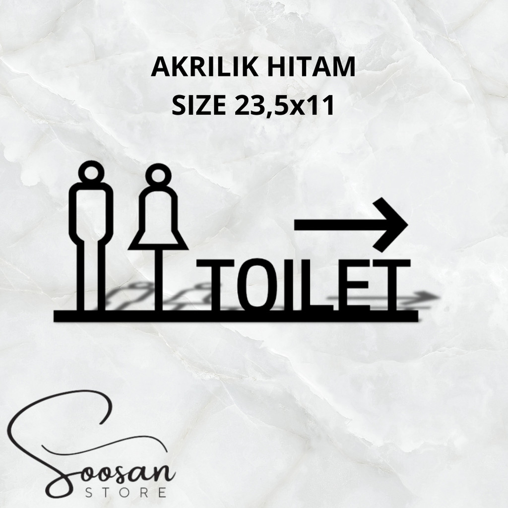 

Sign Toilet Acrylic Penunjuk WC Restroom Modern 23.5x11