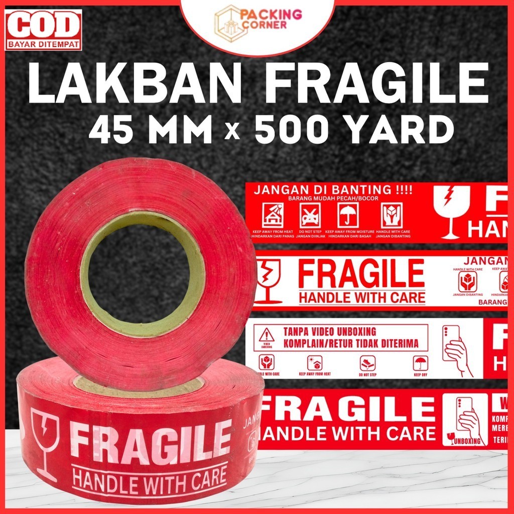 

Lakban Fragile Merah 2 Inch 500 Yard Jangan Dibanting 48 45 Mm 2" 500Y Handle With Care