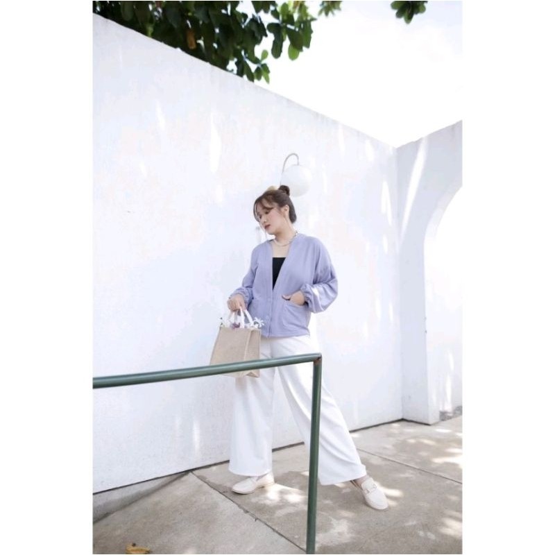 OUTER CARDIGAN OVERSIZE / CARDIGAN RAJUT CROP WAFFLE PREMIUM