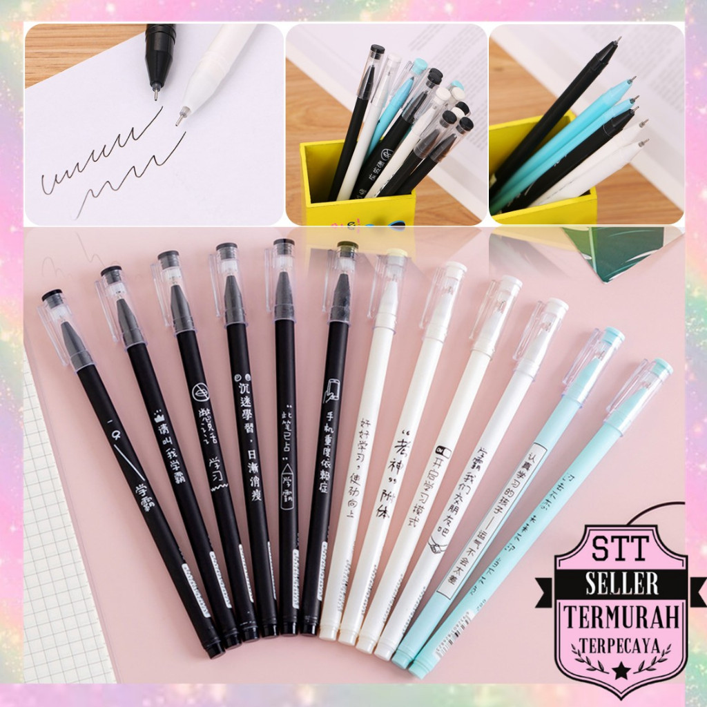 

STT Pulpen Aksen Japanses Alat Tulis Kerja Pen Tinta Gel Mekanik Ujung Lancip Pena Gel 0.5mm Bolpoin Warna Hitam