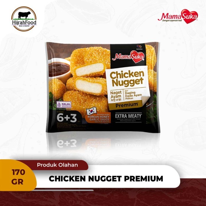 

MamaSuka Chicken Nugget Premium Naget Ayam Extra Meaty dengan Korean Honey Garlic Sauce 170 gram