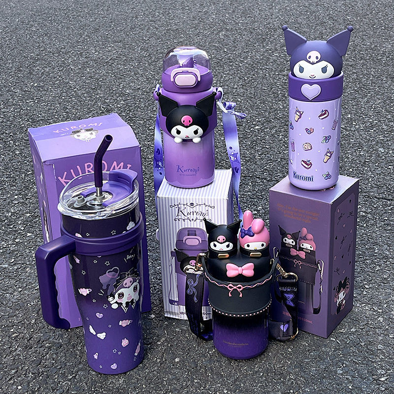 

Sanrio Kuromi Thermos Cup Kawaii Anime Children New Water Cup Girl Heart Sweet Cute Cartoon Portable Water Bottle Birthday Gift