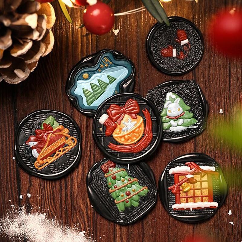 

Merry Christmas Series Snowflake Reindeer Seal Wax Stamps Copper Brass Scrapbooking Wax Sealing Stamp Envelope Decoration
