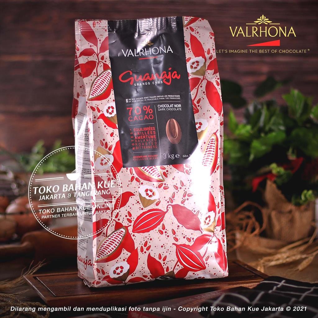 

Valrhona Guanaja 70% Dark Chocolate 3kg SAK Couverture Cokelat Coin