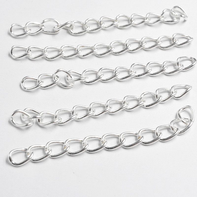 

FLTMRH 60pcs/lot 50mm*3mm Necklace Extension Chain Bulk Bracelet Extended Chains Tail Extender for DIY