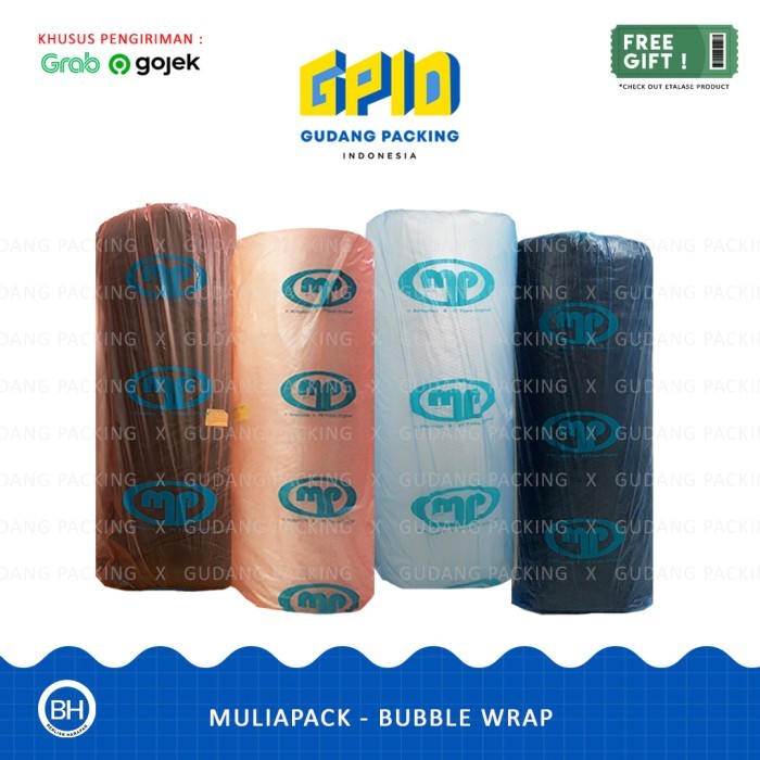 

PROMO!! - (GOSEND/GRAB) MULIAPACK - Bubble Wrap Hitam/ Putih 125cm x (50/ 100 m) - 50m 3.3Kg, Hitam