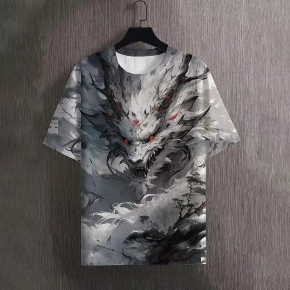 Men's T-Shirts Summer Cool Animal Dragon Pattern 3D Print Tops Tees Women Streetwear Fashion Oversiz