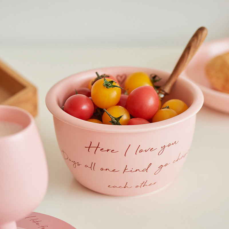 American Pink English Ceramic Cutlery Bowl Plate Plate Salad Bowl Home Breakfast Small Bowl