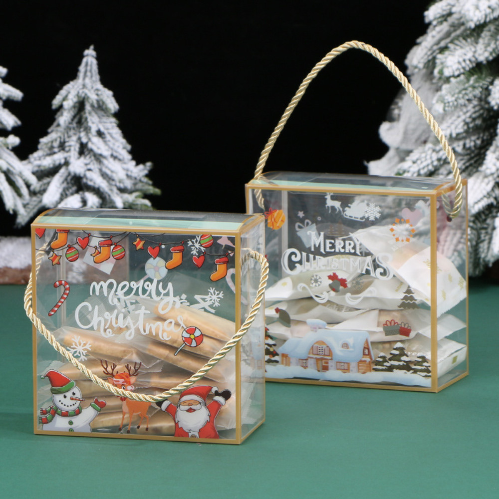 

Christmas Transparent Gift Box Bags Christmas Decorations For Home Natal Cookie Candy Chocolate Bag New Year Packaging Supplier