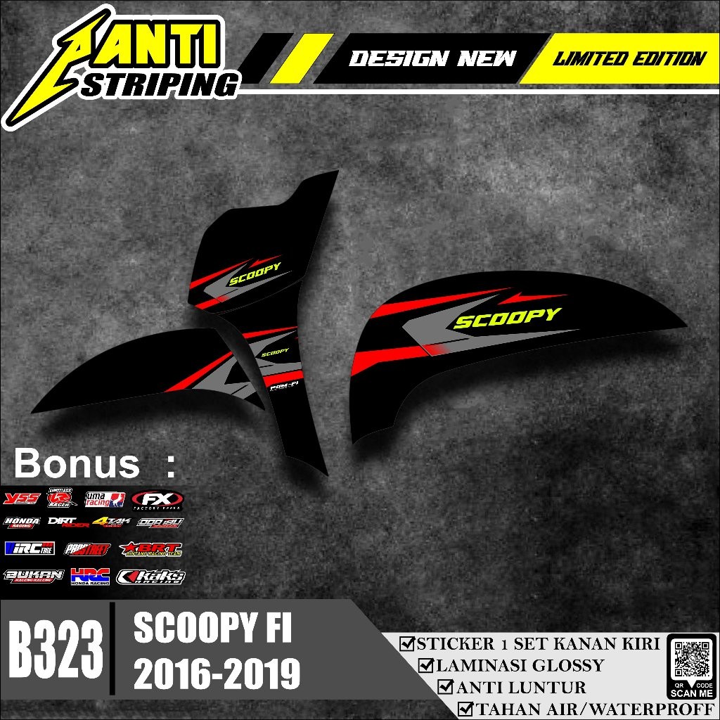 STRIPING MOTOR SCOOPY FI 2016-2019 VARIASI SIMPLE -STICKER HONDA SCOOPY FI RACING -STICKER MOTOR SCO