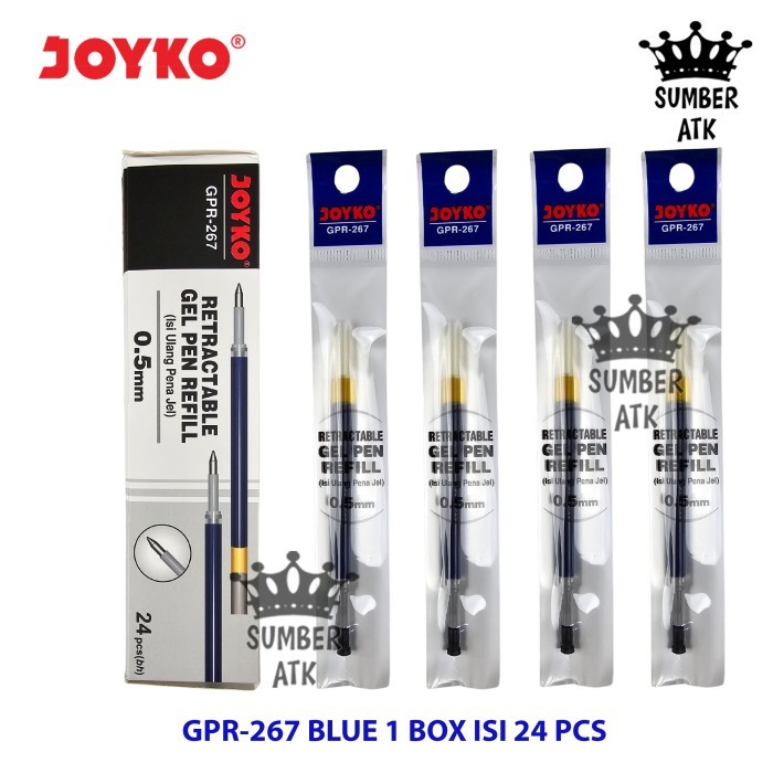 

[Terbaru] Gel Pen Refill GPR-267 0.5 mm 1 BOX isi 24 PCS Isi Ulang Pen Isi Pulpen Joyko Black Blue - BIRU 1 BOX