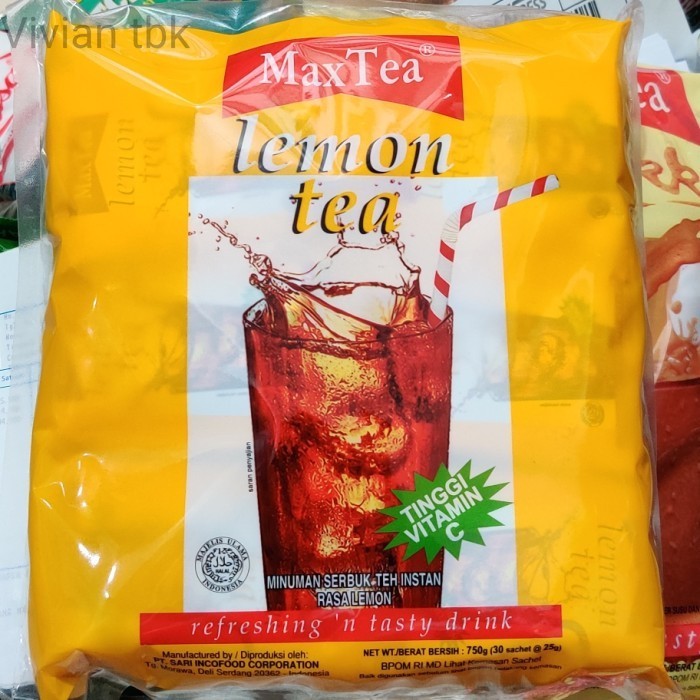 

vv Max Tea Lemon Tea isi 30s Maxtea Sachet 25 gr MURAH Ready