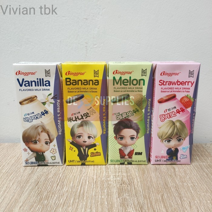 

vv Binggrae Vanilla BTS Milk 200ml - Susu UHT Korea Vanila Bingrae Bingre