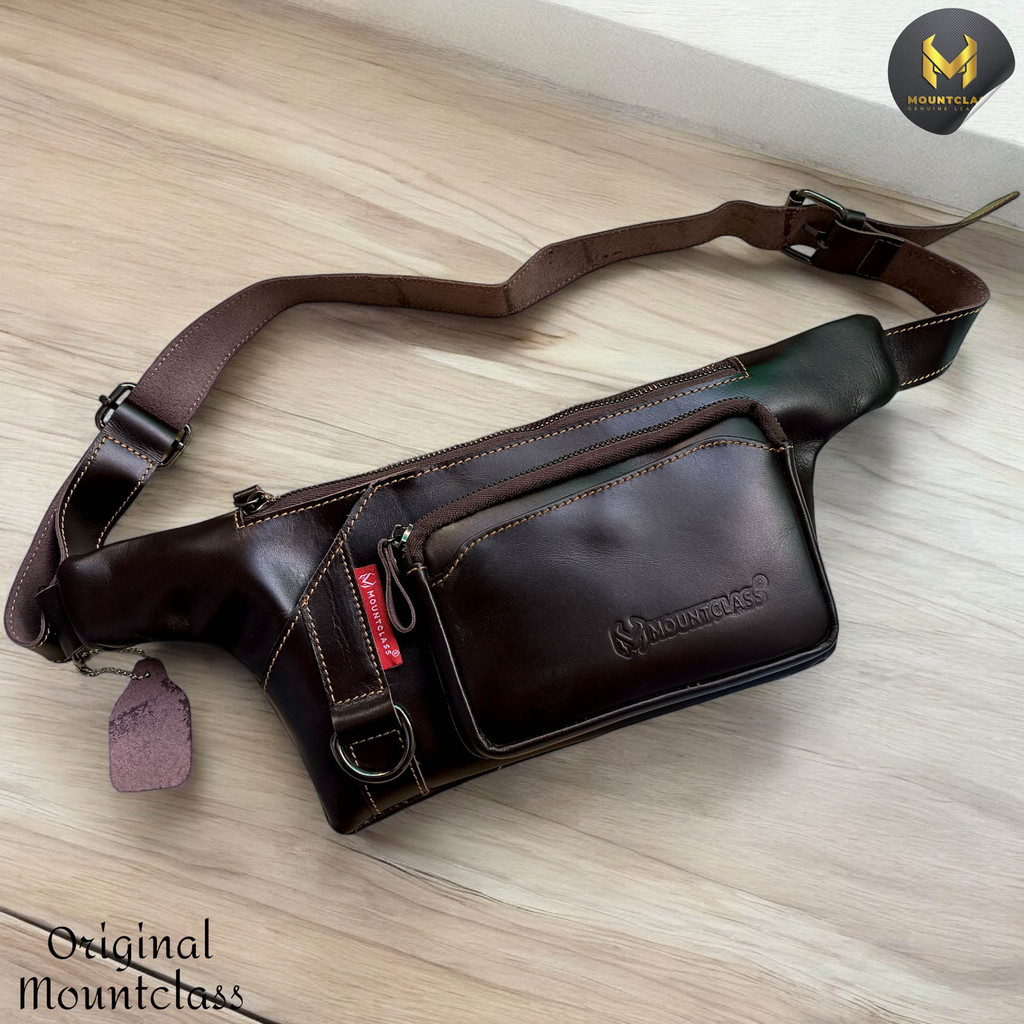 Tas Pinggang Selempang Waistbag Pria Kulit Asli Slempang Waist Bag Weistbag Selepang Multifungsi Kul