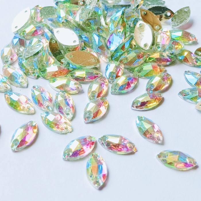 payet diamond jahit kristal resin pelangi ukuran 5*10 size kecil 12 pc