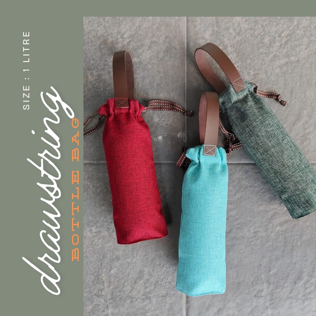 

LZ| Drawstring Bottle Bag Tas Botol Serut 1 liter Hampers Natal Imlek Lebaran
