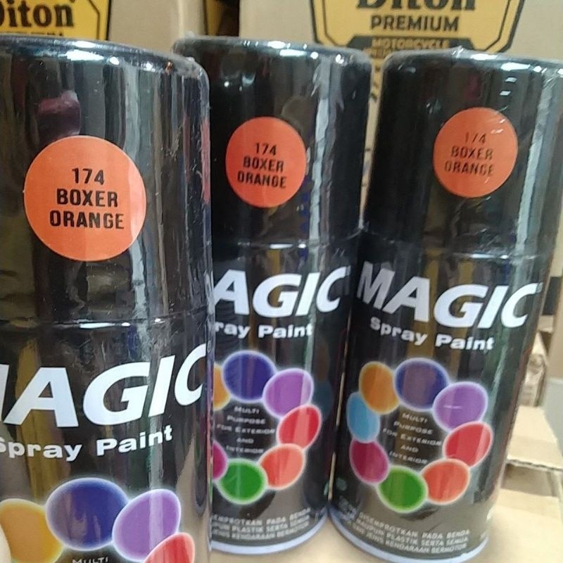 cat semprot pilok pilox magic spray paint magic boxer orange 174 300cc orange metallic