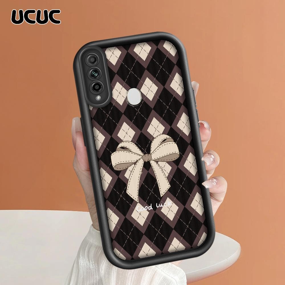 UCUC OPPO A31 2020 Soft Silicone Simple Retro Bow Checkered Pattern Untuk Phone Case Casing Hp Softc