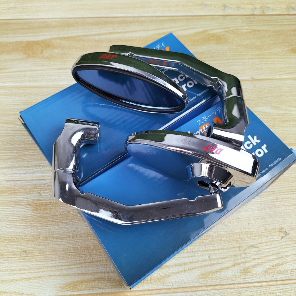 Spion Tanduk Oval Kotak Blade Kaca Biru Spion DAY Gagang Besi Honda Yamaha Sports Day