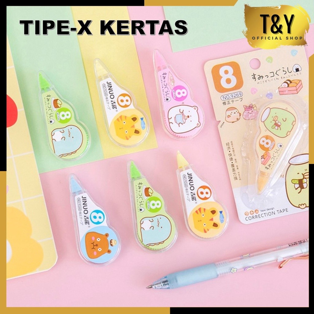 

T&Y Correction Tape 8Mtr Students Stationary School Supplies Multiple Color 8Meter Karakter Lucu Unicorn Penghapus Pena Roll Kertas Mini