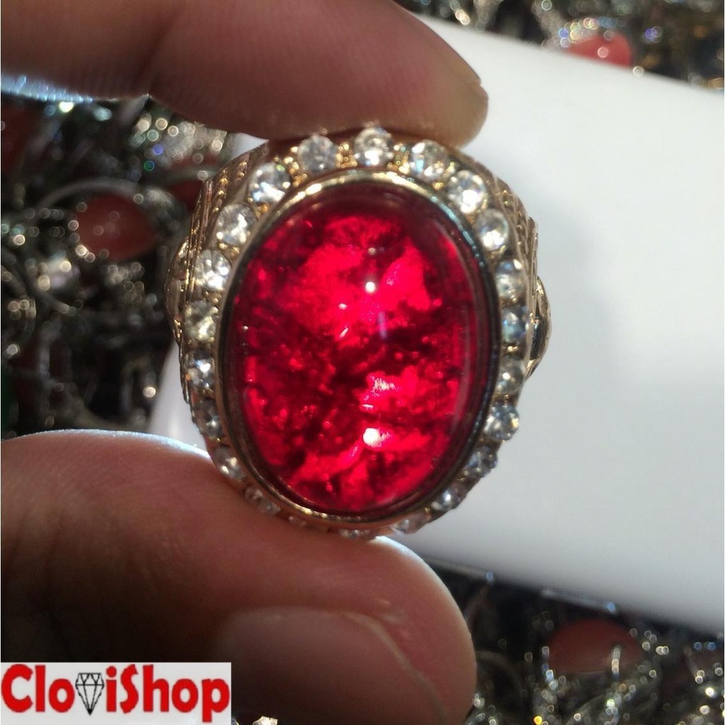Cincin Titanium Batu Pecah Seribu Merah Siem HQ