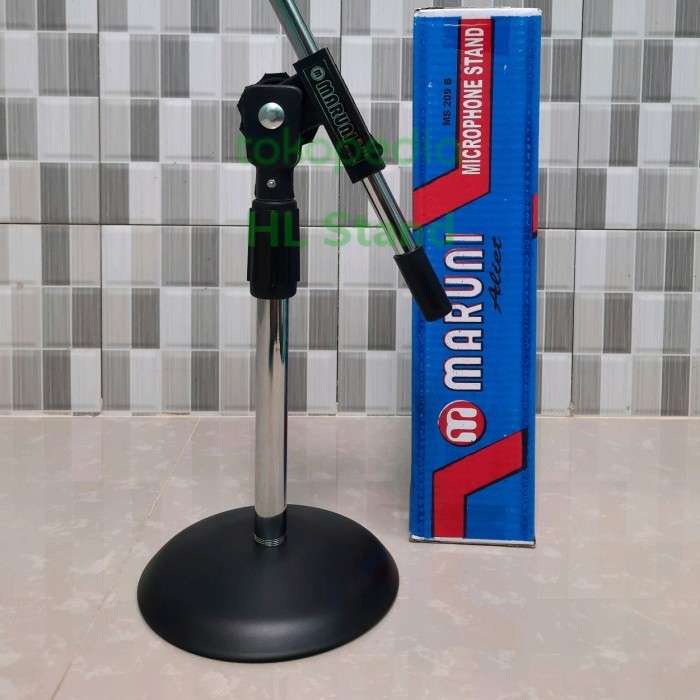 Stand Mic Maruni Kaki Bulat Plus Holder Mic