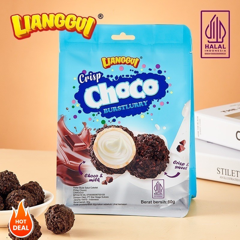 

[Kutek peel off halal]LIANGGUI Burst Choco Ada 3 rasa (Strawberry、Chocolate、Coconut) Coklat renyah Yang manis Bola coklat Coklat isi permen yang diisi makanan ringan kantor Cemilan santai makanan pesta makanan muslim