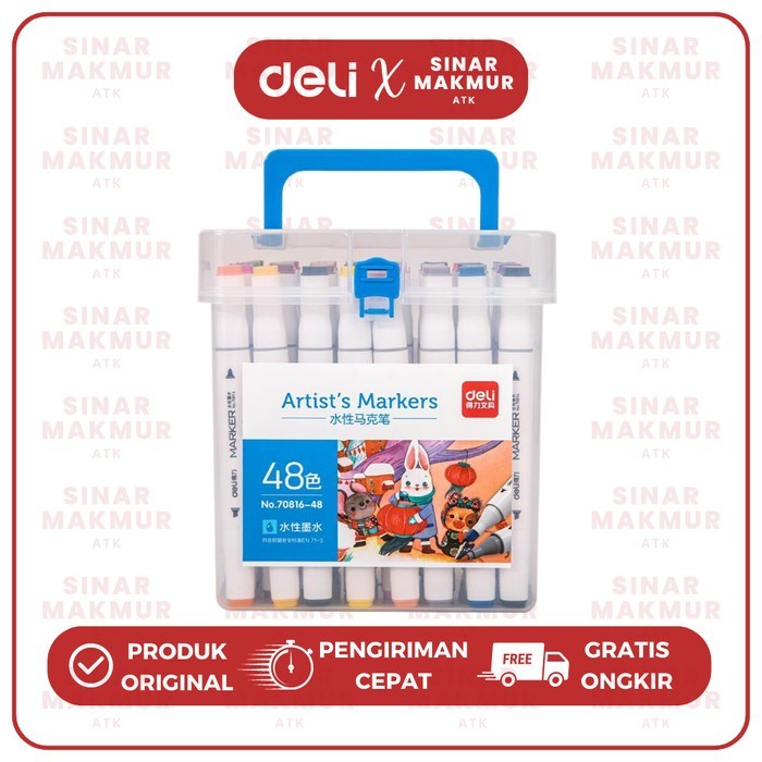 

Sketch/Water-based Marker/Spidol Sketsa Dual Tip 48 Warna Deli 70816-48 (Set)